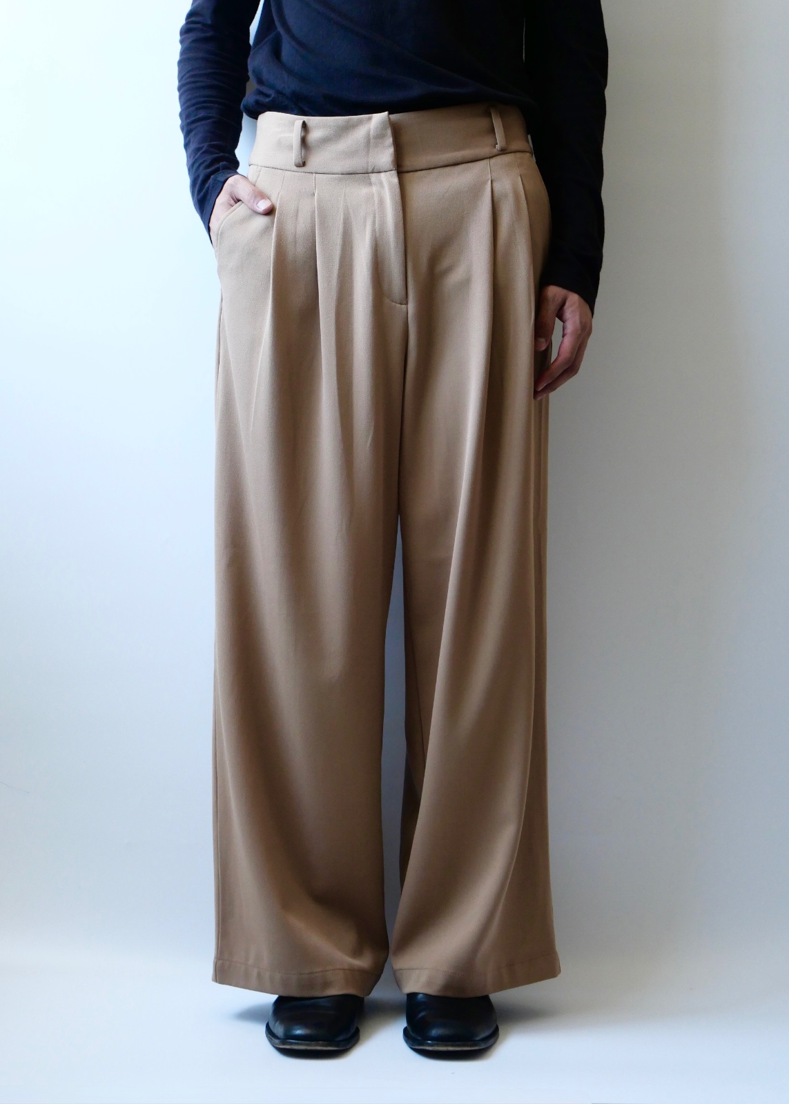 beige wide smooth slacks