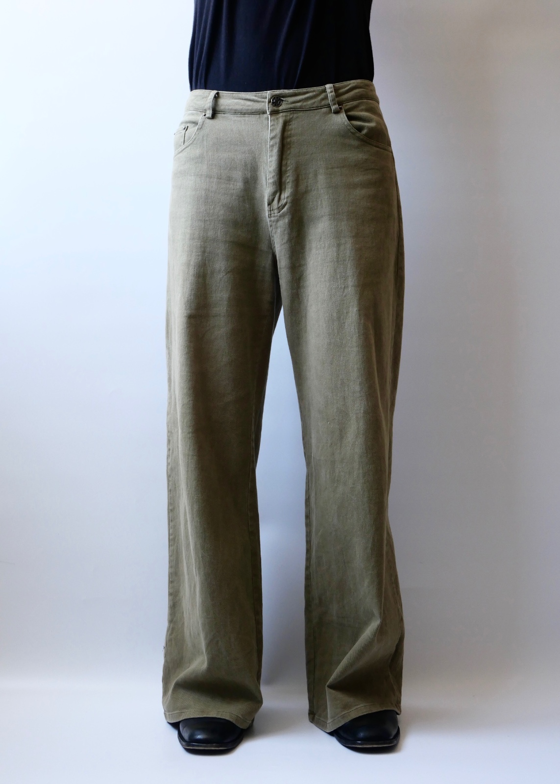 KHAKI WIDE STRETCH DENIM