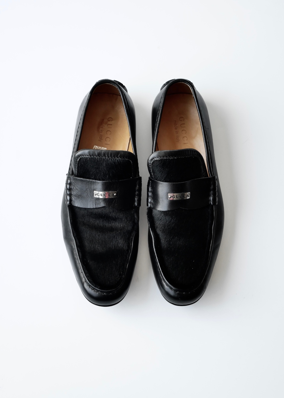 GUCCI calfskin pleat driving loafer