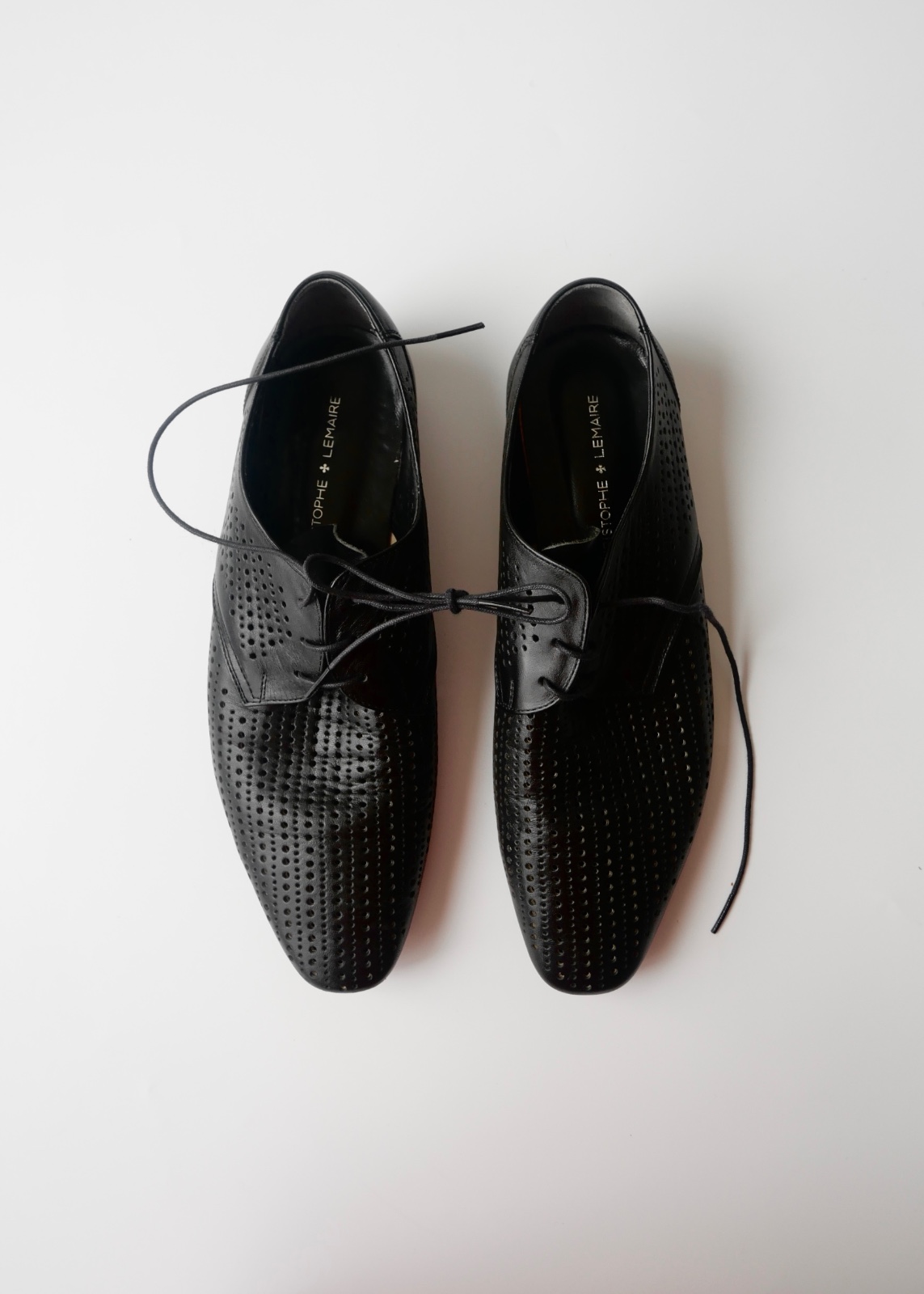 Christophe Lemaire black mesh leather shoes