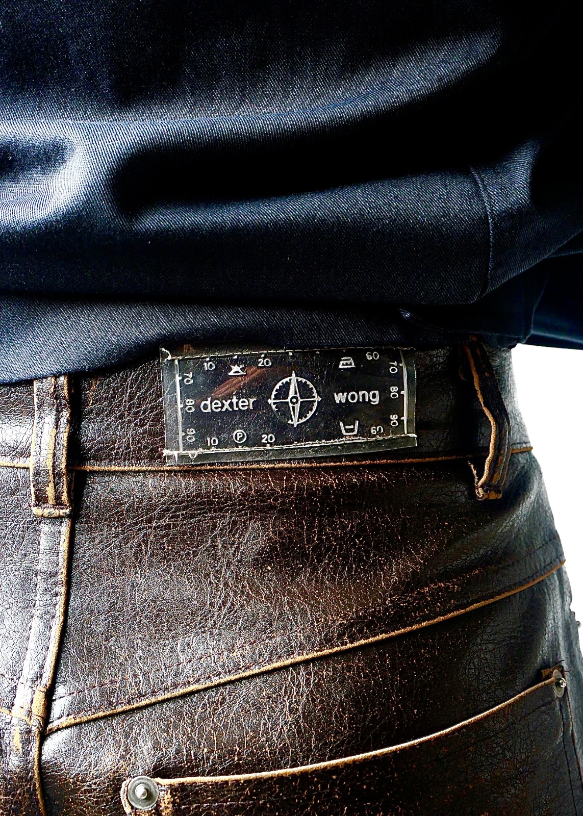 1990 or 2000s DEXTER WONG brown fake leather straight pants