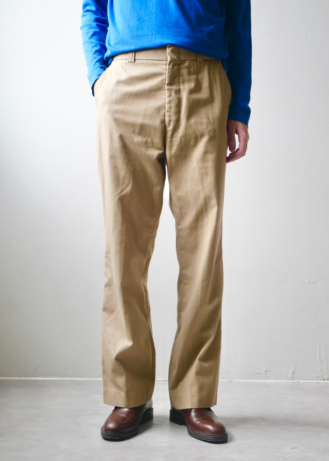 Beige Straight Cotton Pants