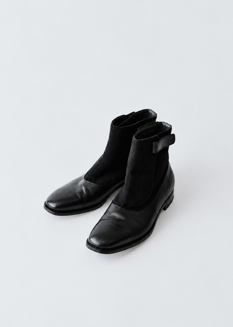  JIL SANDER Brushed Fabric Switching Leather Ankle Boots