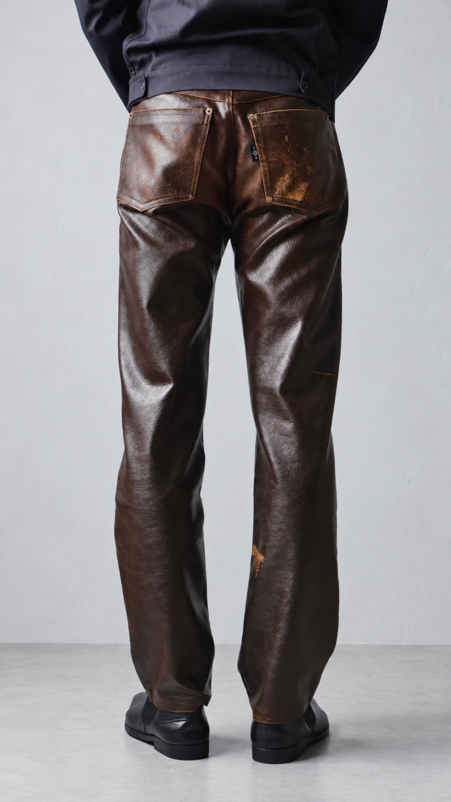 1990s DEXTER WONG brown fake leather straight pants | EL NOTE | EL