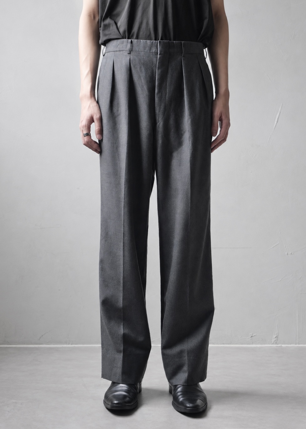 1990s H. HUNTSMAN & SONS SAVILE ROW 2TUCK WIDE STRAIGHT SLACKS