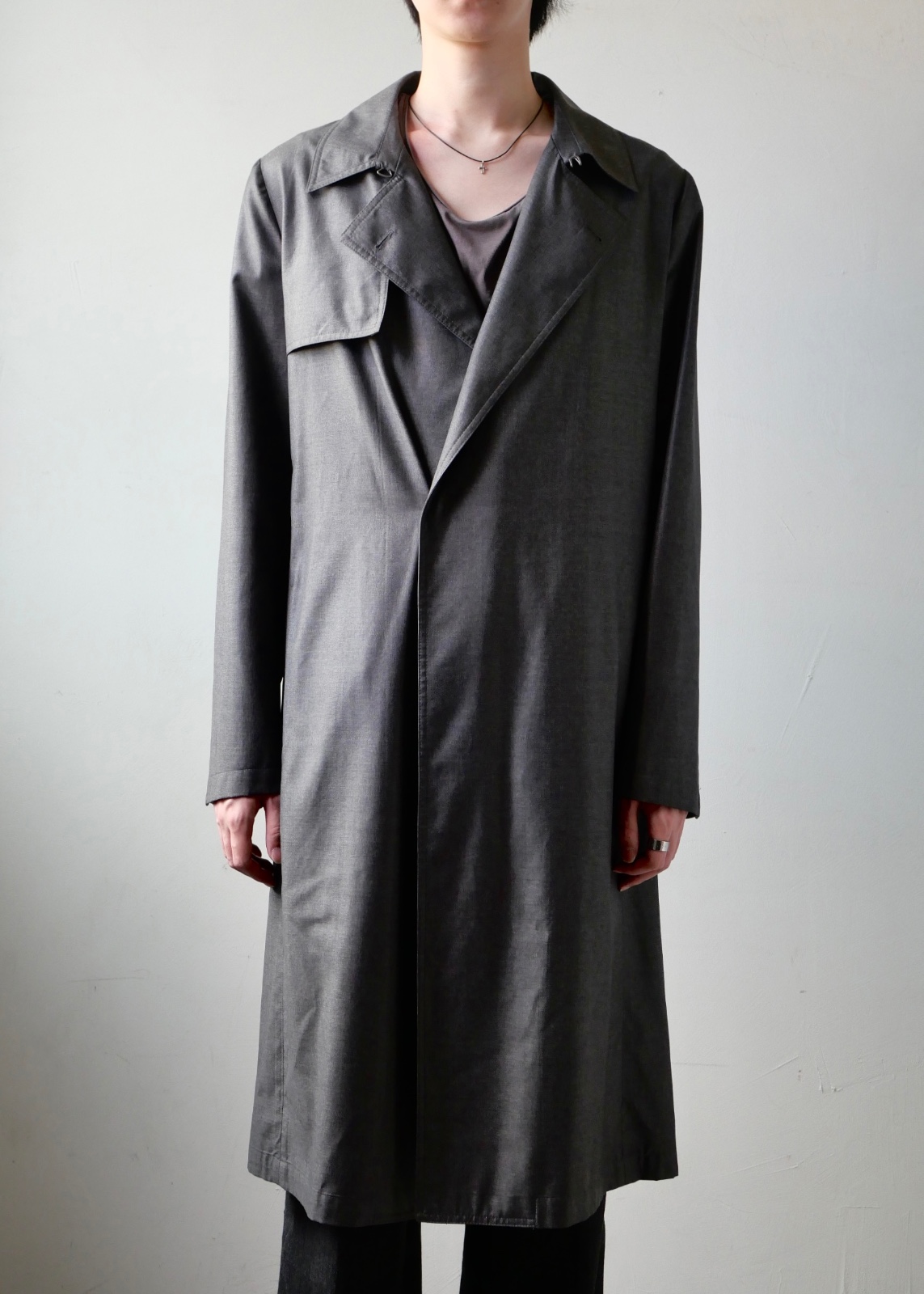 EMPORIO ARMANI ASYMMETRY WRAP WOOL TRENCH COAT
