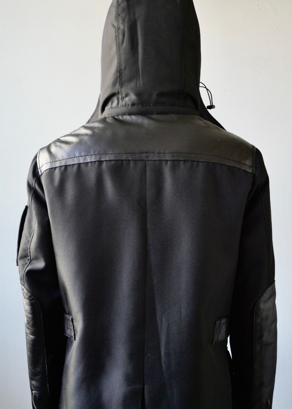EMPORIO ARMANI MULTI POCKET LEATHER SWITCHING MILITARY JACKET