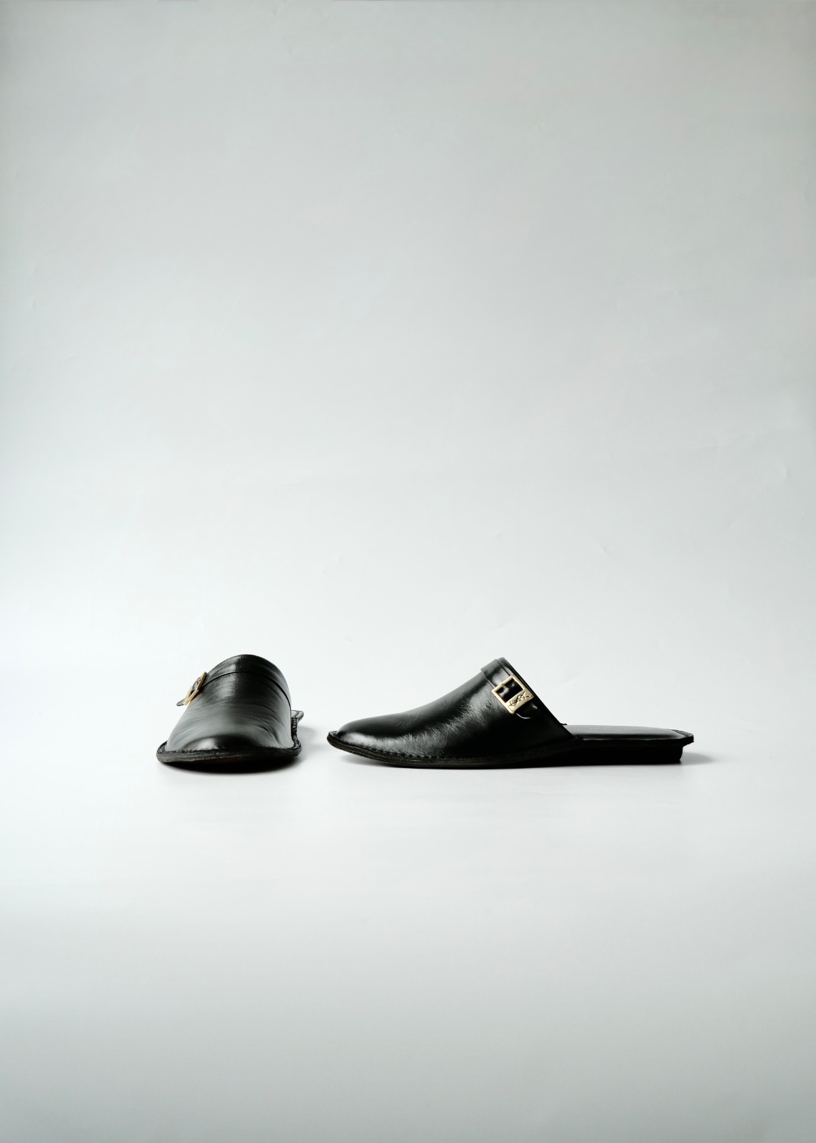 YVES SAINT LAURENT POUR HOMME MONK STRAP LEATHER SLIPPER